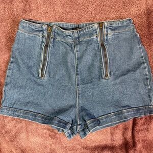 Forever 21 Blue Jean Shorts with Zipper Detail